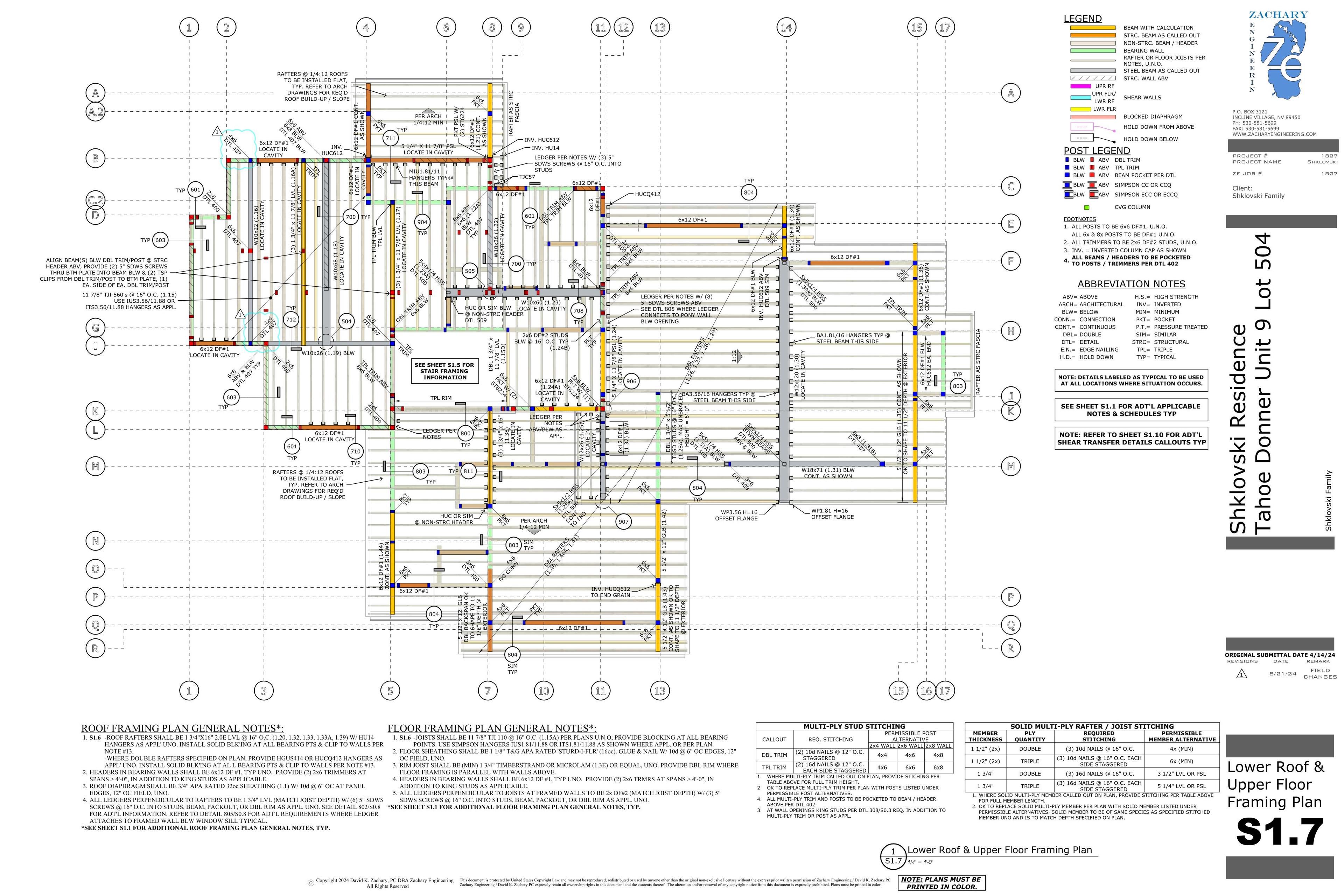 Technische Baupläne von Zachary Engineering für ein Wohnhaus