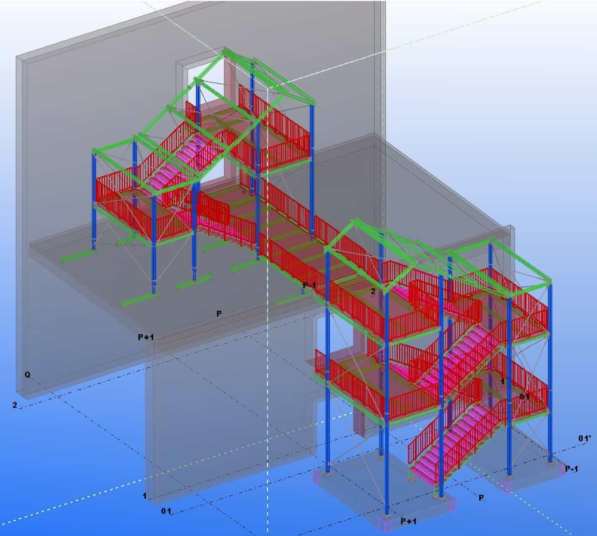Ingenieurbüro Kapitanov: Fluchtreppenanlage in Tekla