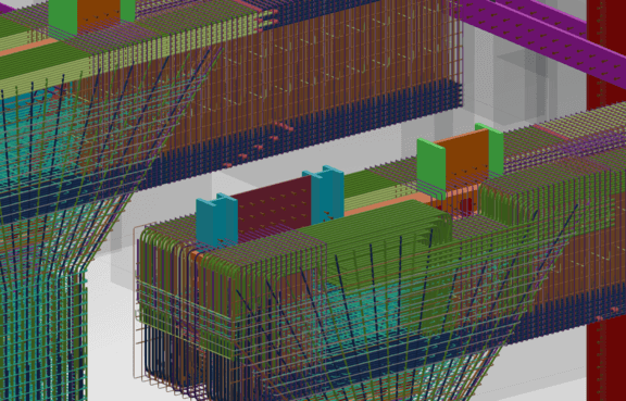 Detail-Ansicht des Tekla-Rebar-Modells.