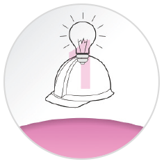 Circular infographic. Hard hat and lightbulb