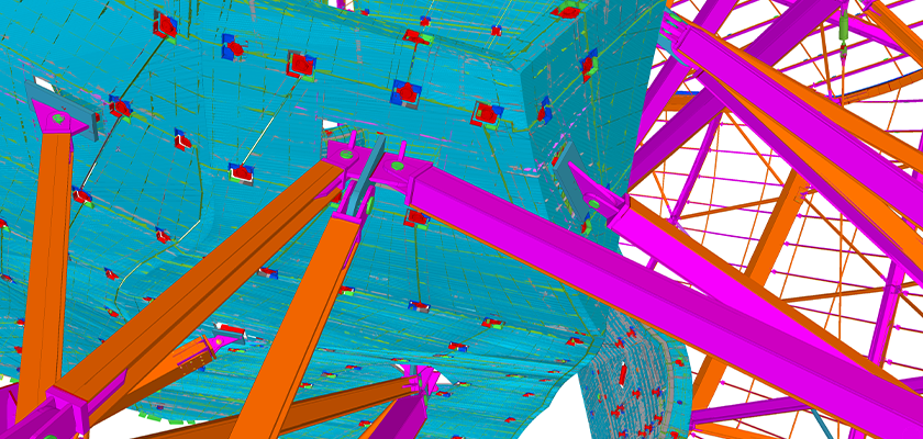 Steel model connecting to the structural core
