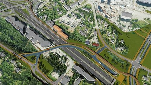 BIM model of a highway interchange